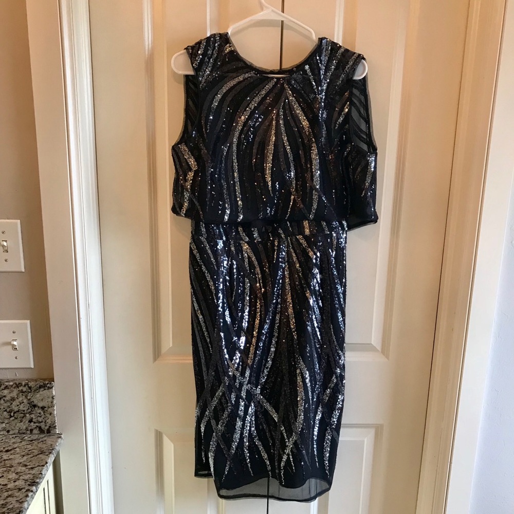 BCBG NWT black sequin dress.